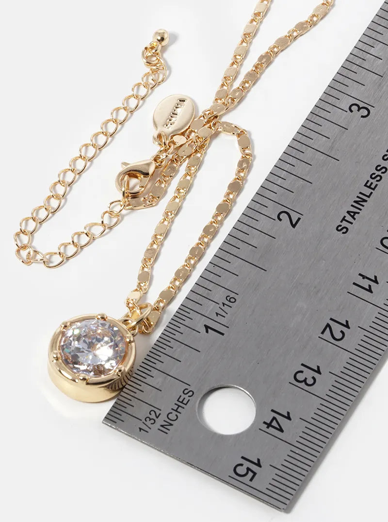 12mm Round Crystal Pendant Delicate Chain Necklace