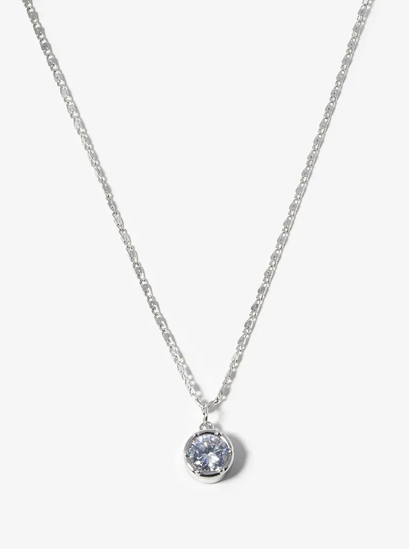 12mm Round Crystal Pendant Delicate Chain Necklace