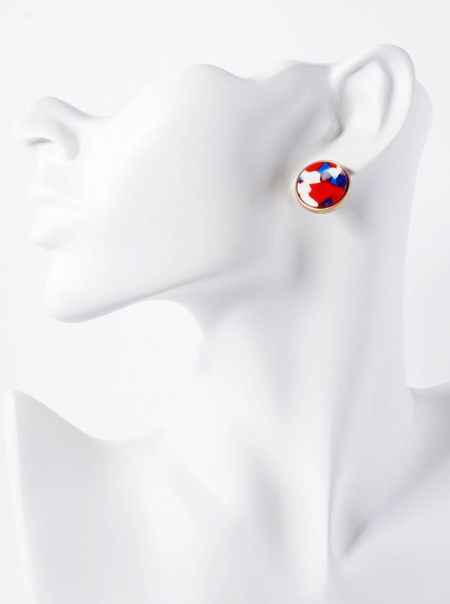 12mm Round-Shaped Acetate Button Stud Earrings