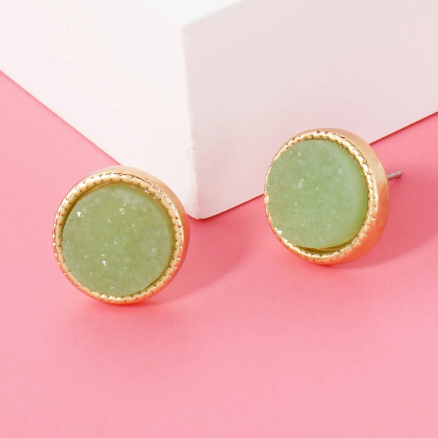 12mm Round Simulated Druzy Post Stud Earrings