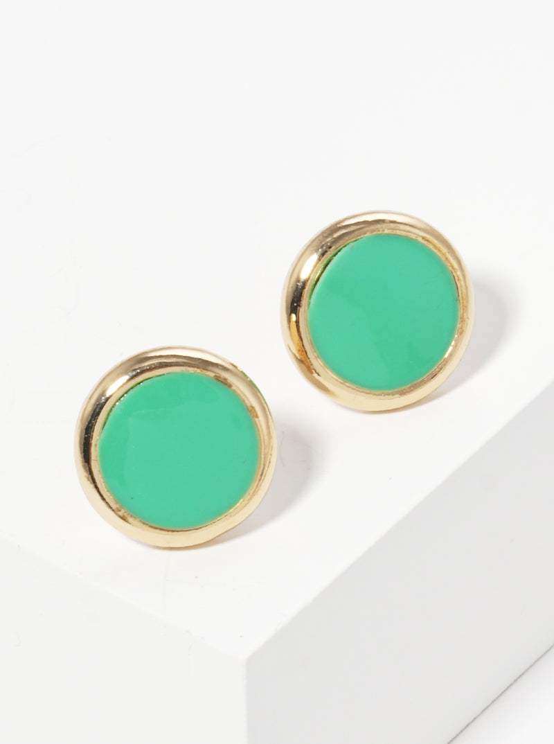 12mm Dainty Enamel Filled Round Post Stud Earrings