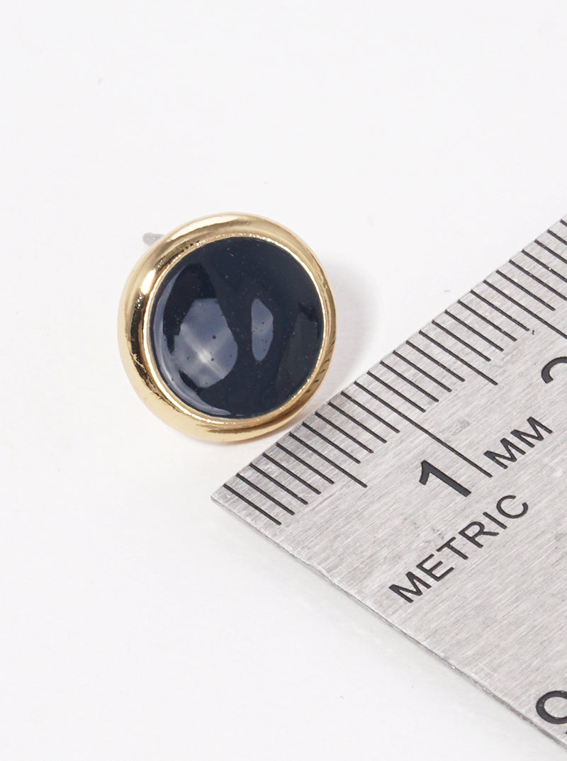 12mm Dainty Enamel Filled Round Post Stud Earrings