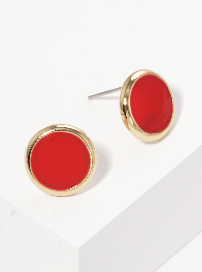 12mm Dainty Enamel Filled Round Post Stud Earrings