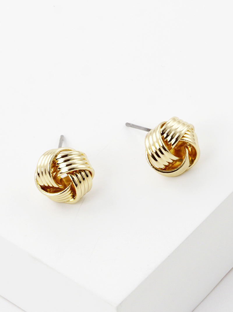 12mm Textured Metal Love Knot Post Stud Earrings