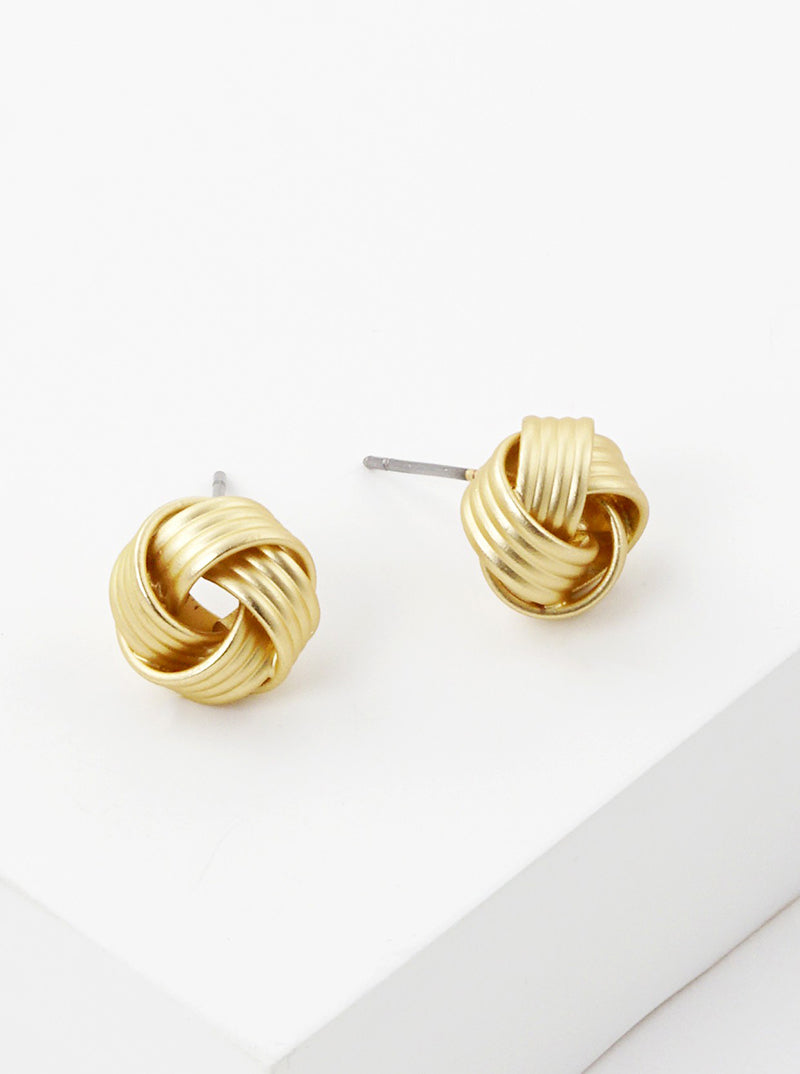 12mm Textured Metal Love Knot Post Stud Earrings