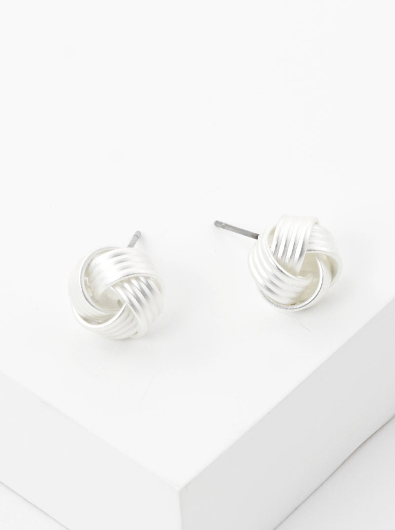 12mm Textured Metal Love Knot Post Stud Earrings