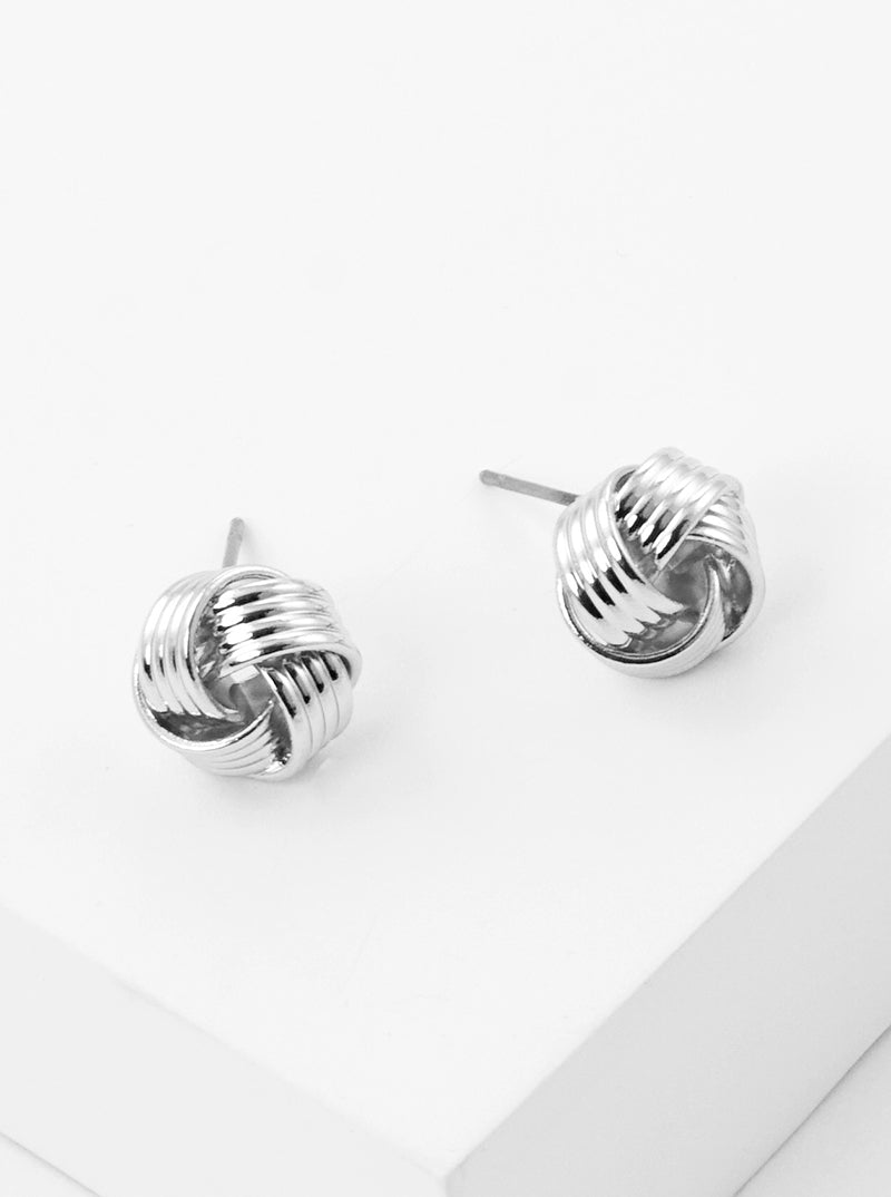 12mm Textured Metal Love Knot Post Stud Earrings