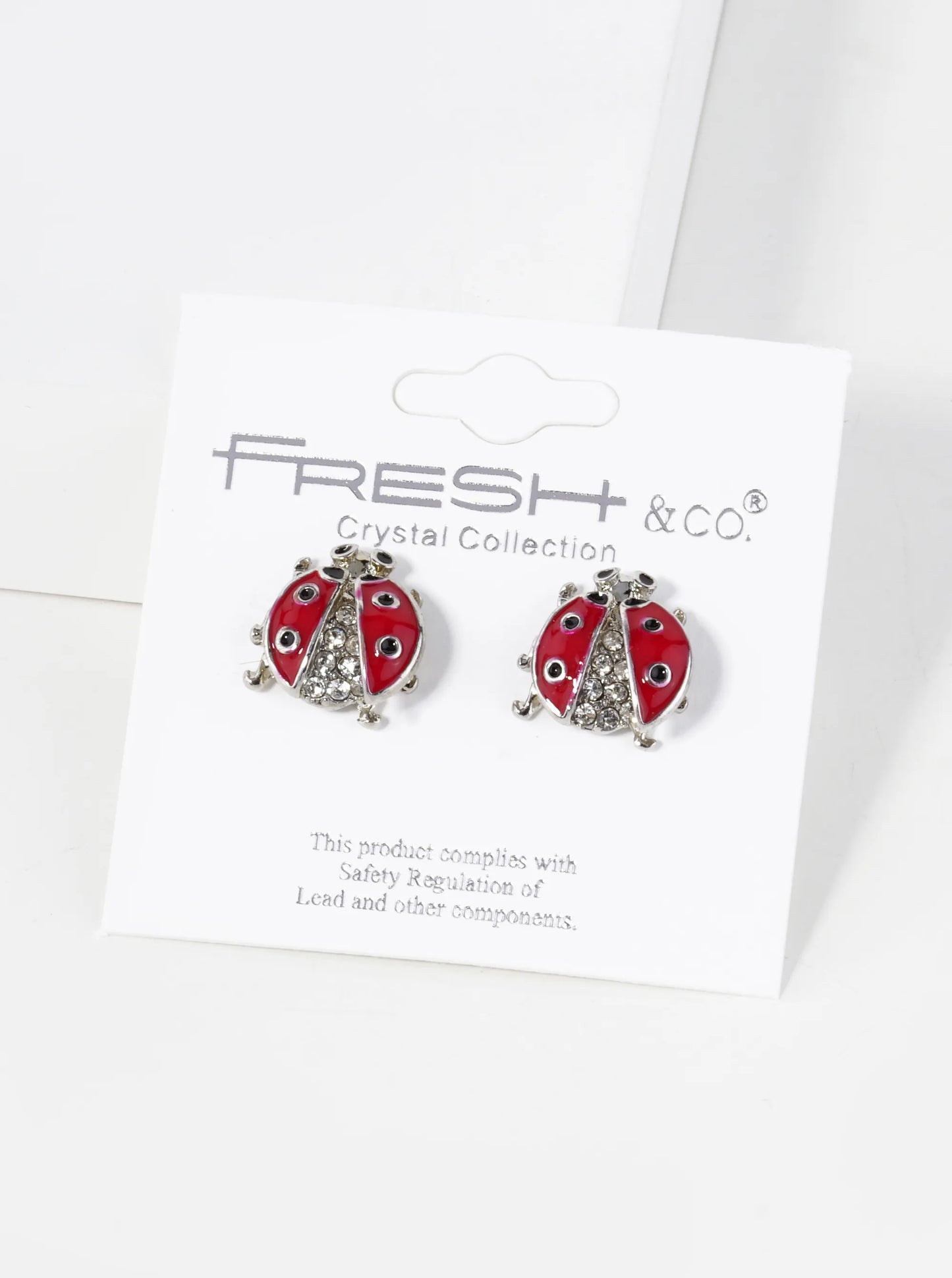 13mm Crystal Pave Enamel Ladybug Stud Earrings
