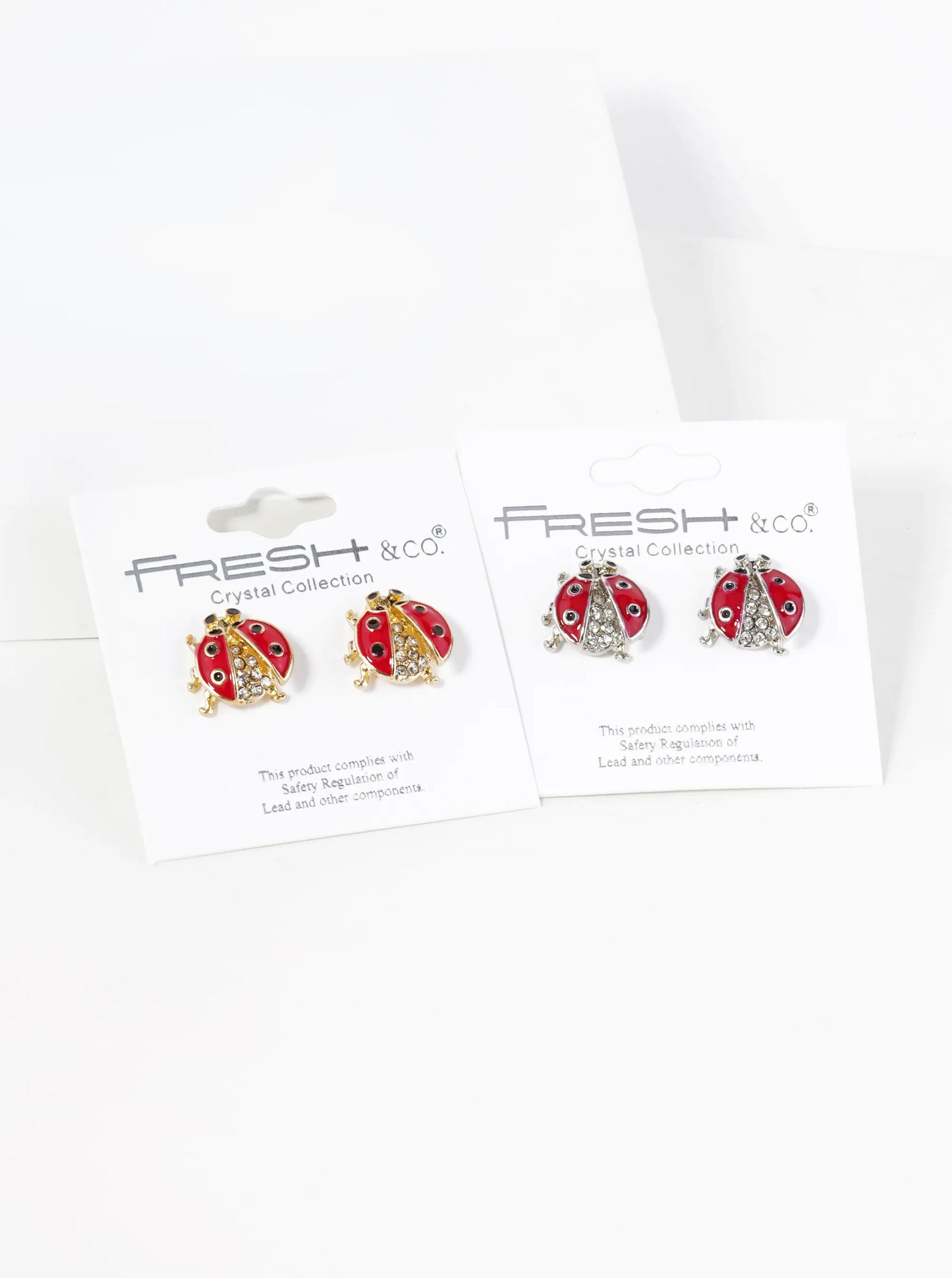 13mm Crystal Pave Enamel Ladybug Stud Earrings