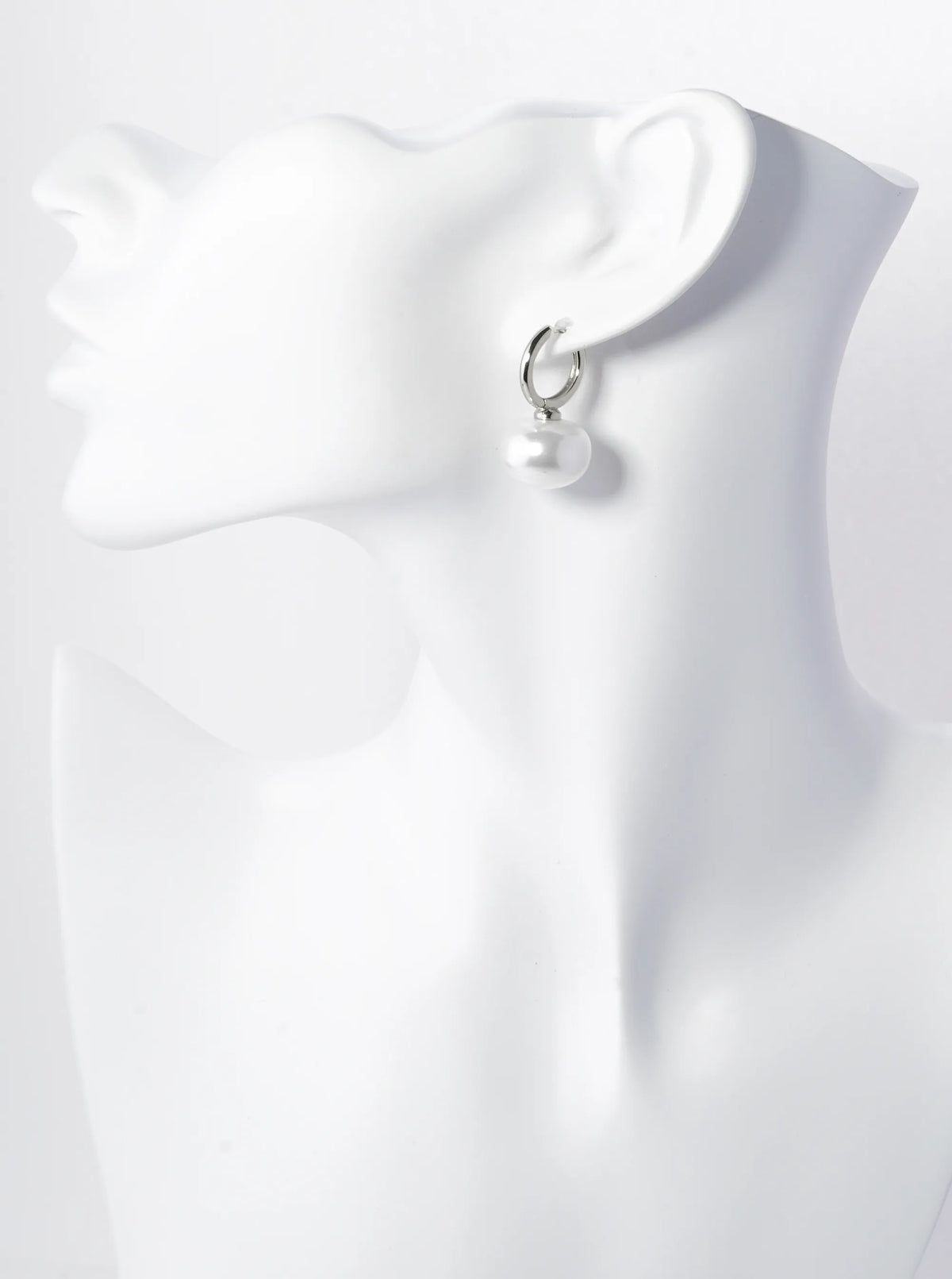 14K Gold Dipped 10mm Pearl Drop 13mm Huggie Hoop Earrings