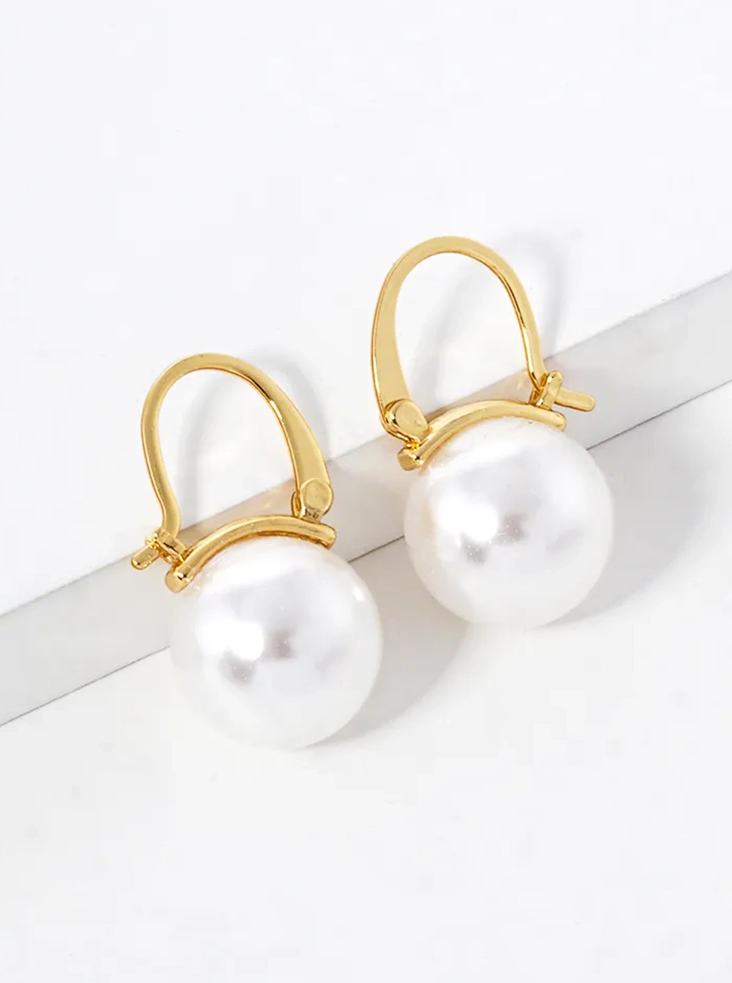 14K Gold Dipped 11mm Pearl Drop Pin Catch Earrings
