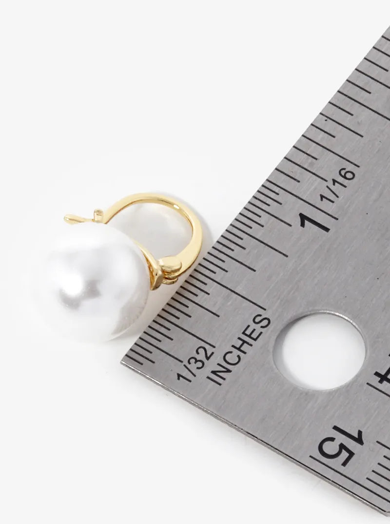 14K Gold Dipped 11mm Pearl Drop Pin Catch Earrings