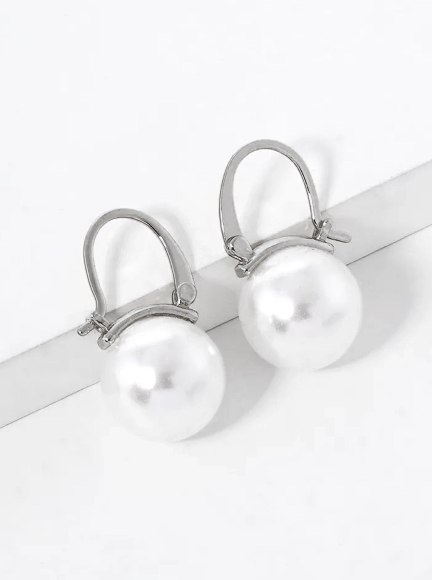 14K Gold Dipped 11mm Pearl Drop Pin Catch Earrings
