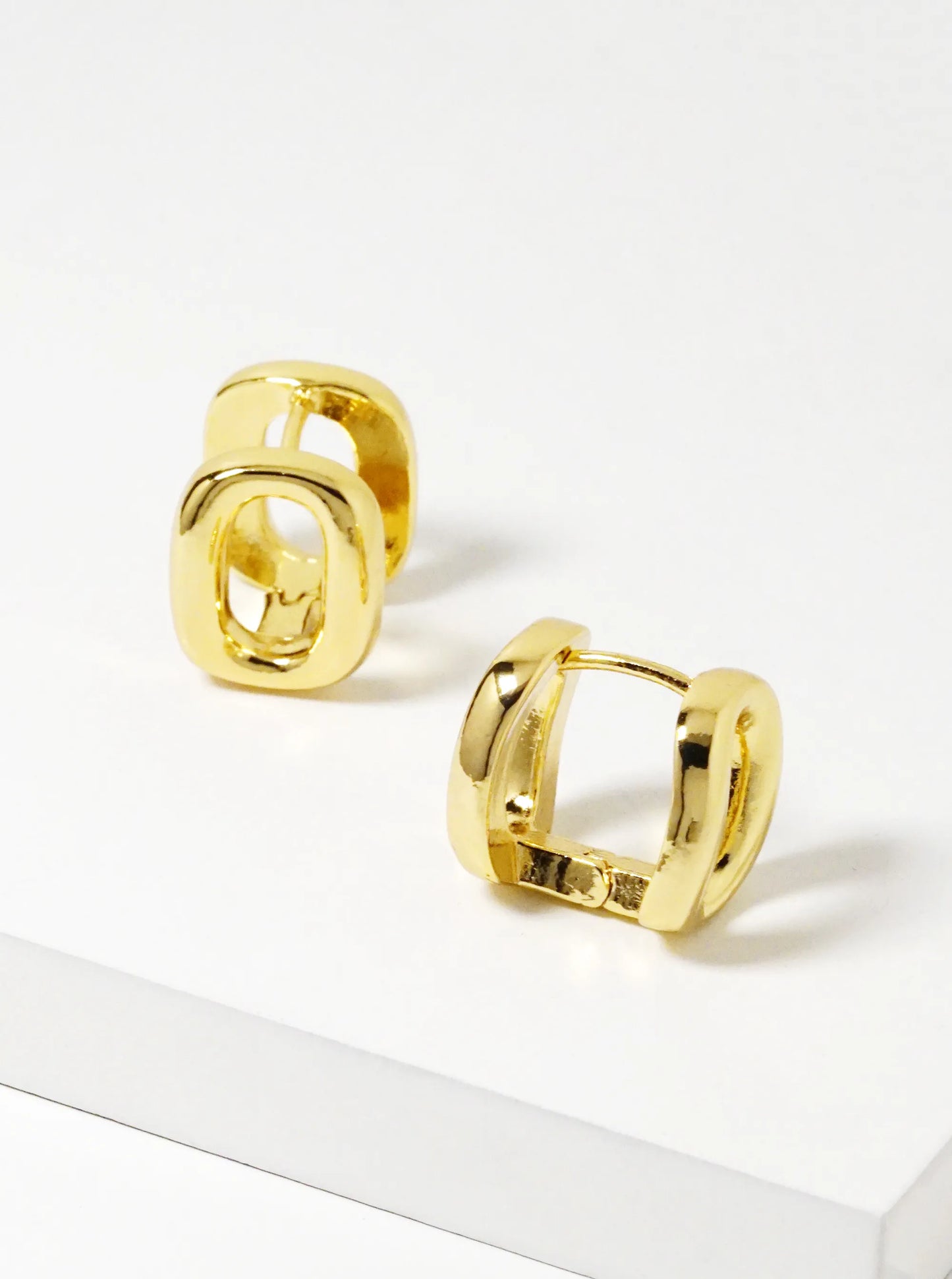14K Gold Dipped 13mm Minimalist Huggie Hoop Earrings