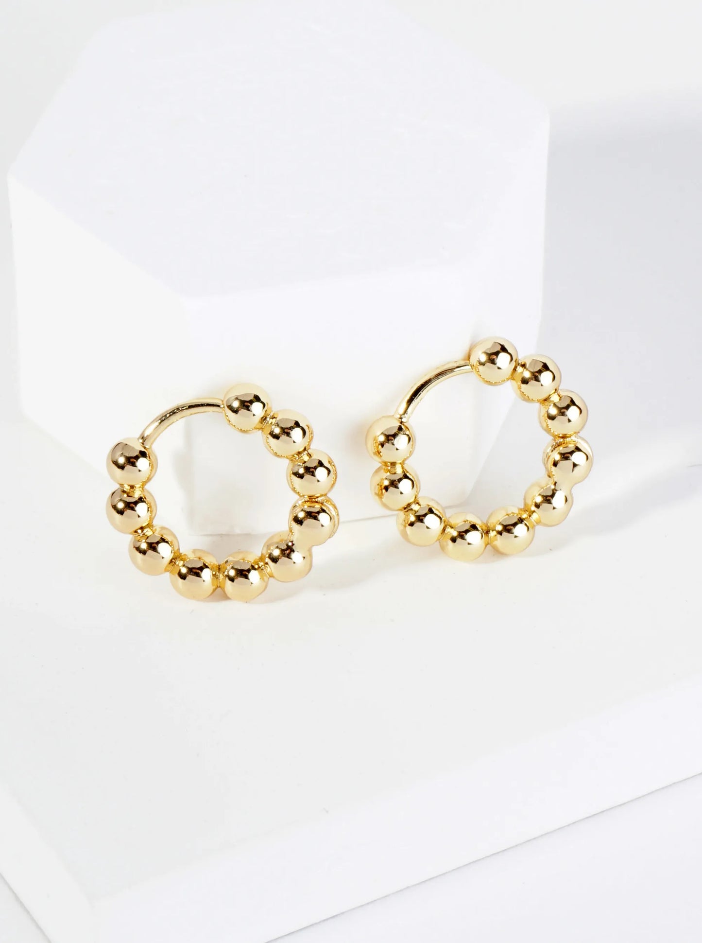 14K Gold Dipped 15mm Brass Ball Hoop Earrings