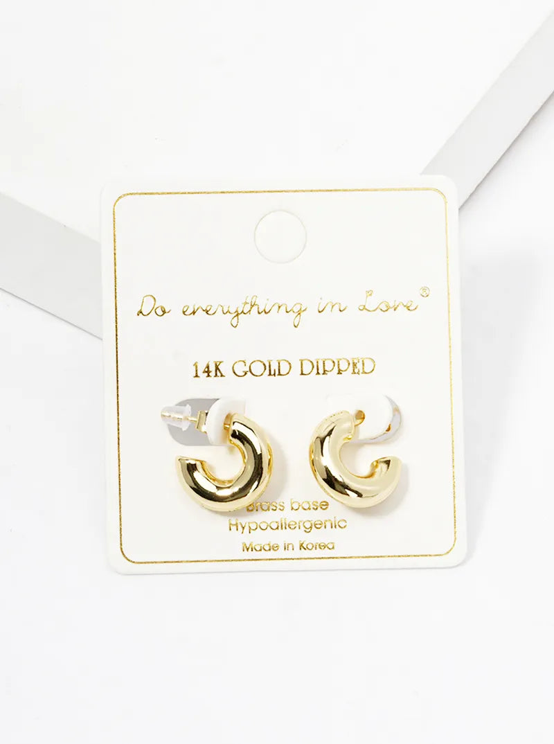 14K Gold Dipped 15mm Brass Bold Open Hoop Earrings