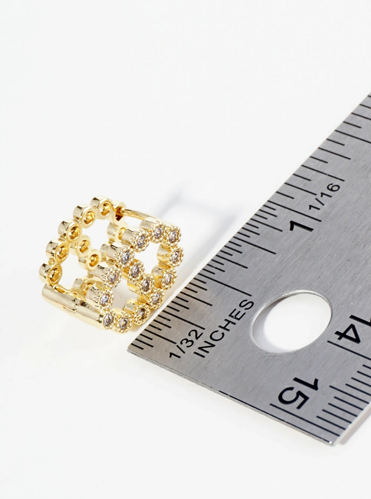14K Gold Dipped 15mm CZ Stone Oval Huggie Hoop Earrings