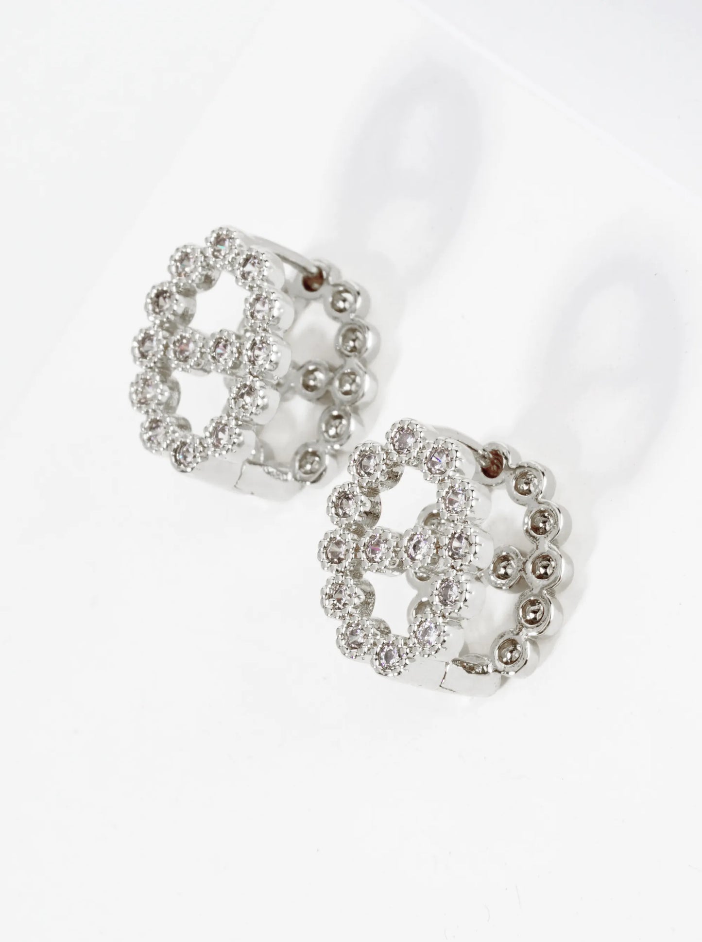 14K Gold Dipped 15mm CZ Stone Oval Huggie Hoop Earrings