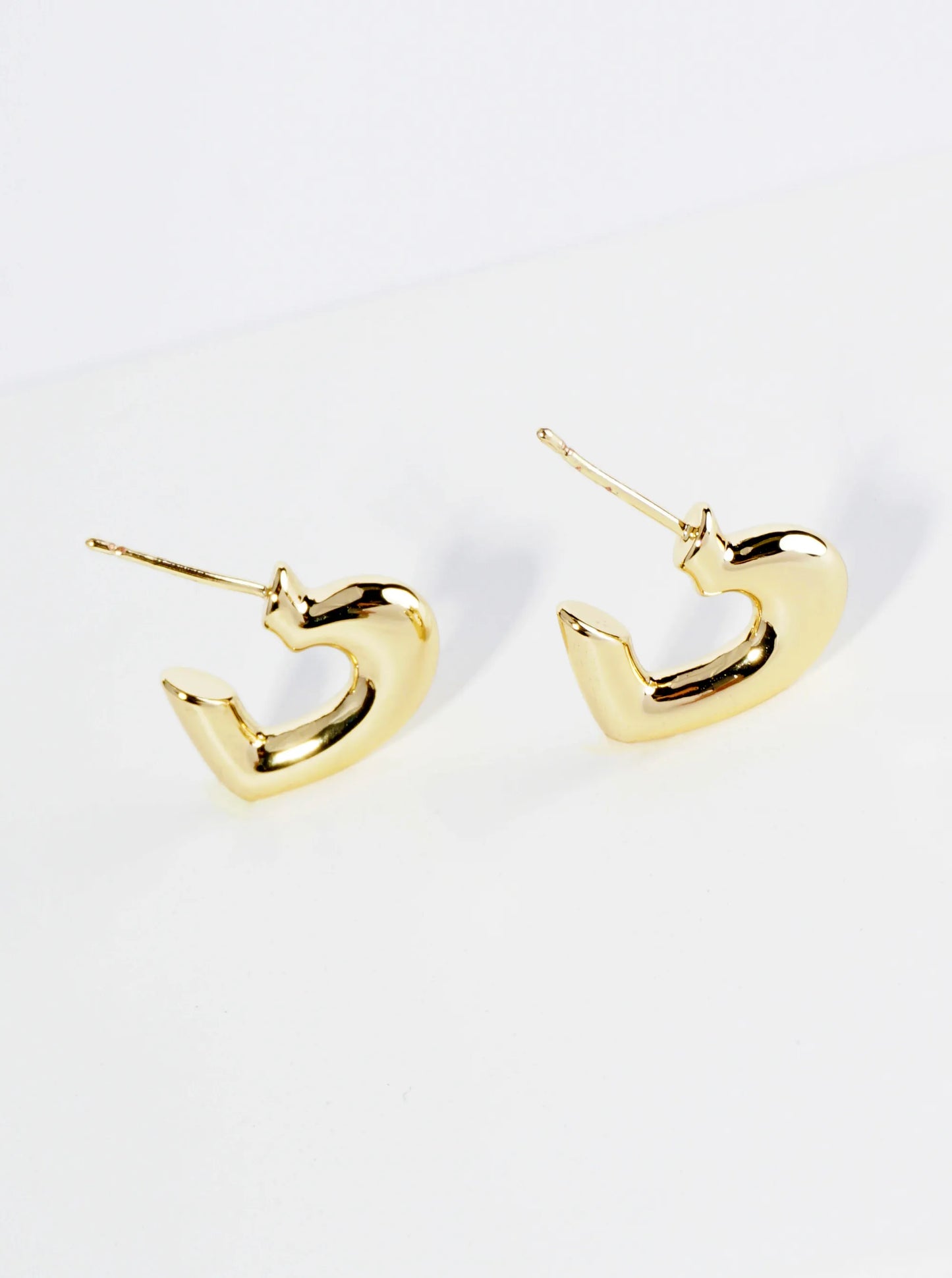 14K Gold Dipped 15mm Dainty Heart Hoop Earrings