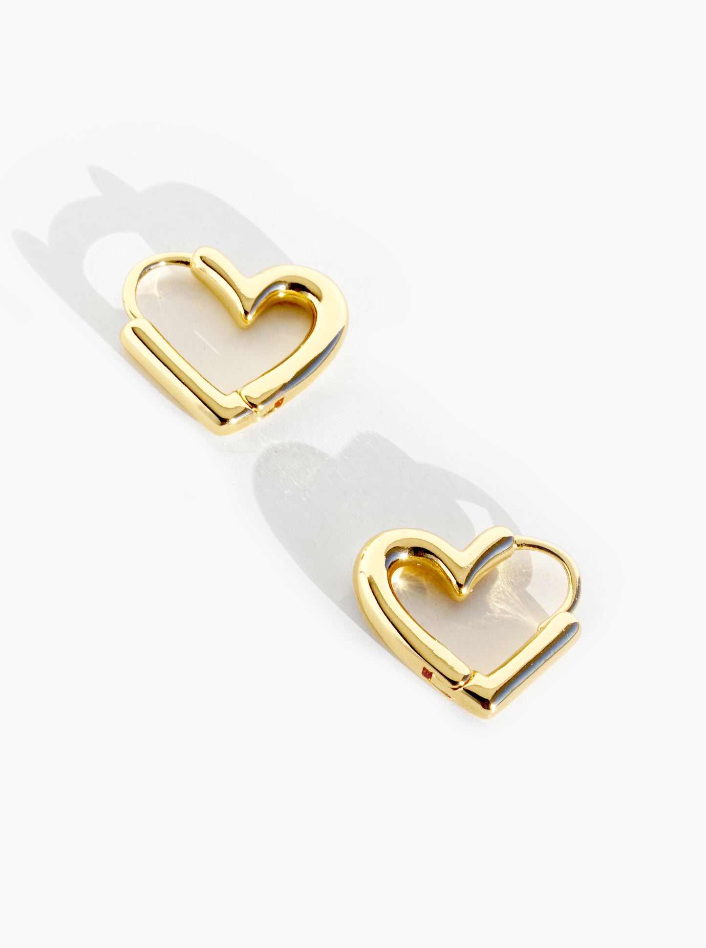 14K Gold Dipped 15mm Heart Shape Huggie Hoop Earrings