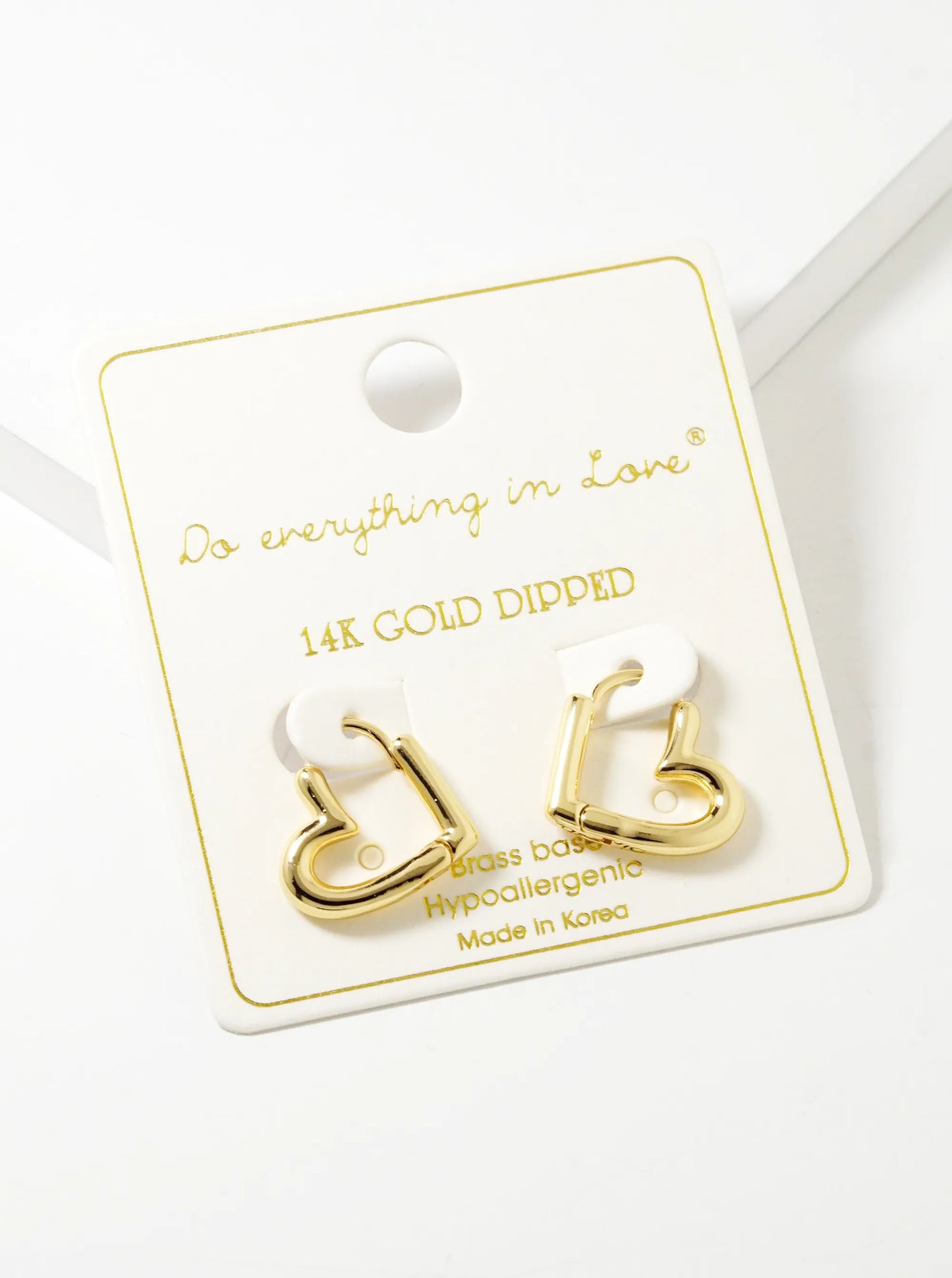 14K Gold Dipped 15mm Heart Shape Huggie Hoop Earrings