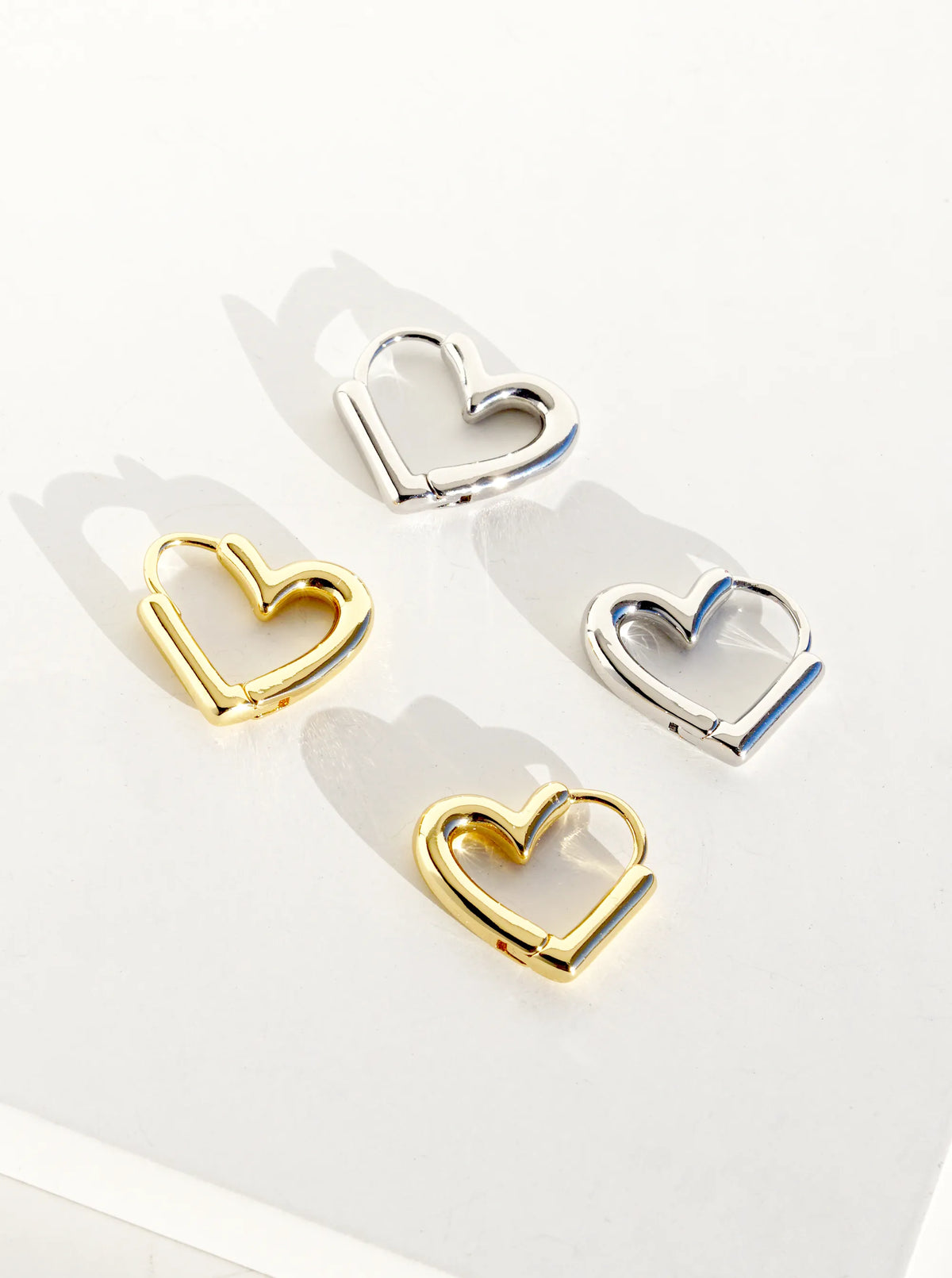 14K Gold Dipped 15mm Heart Shape Huggie Hoop Earrings