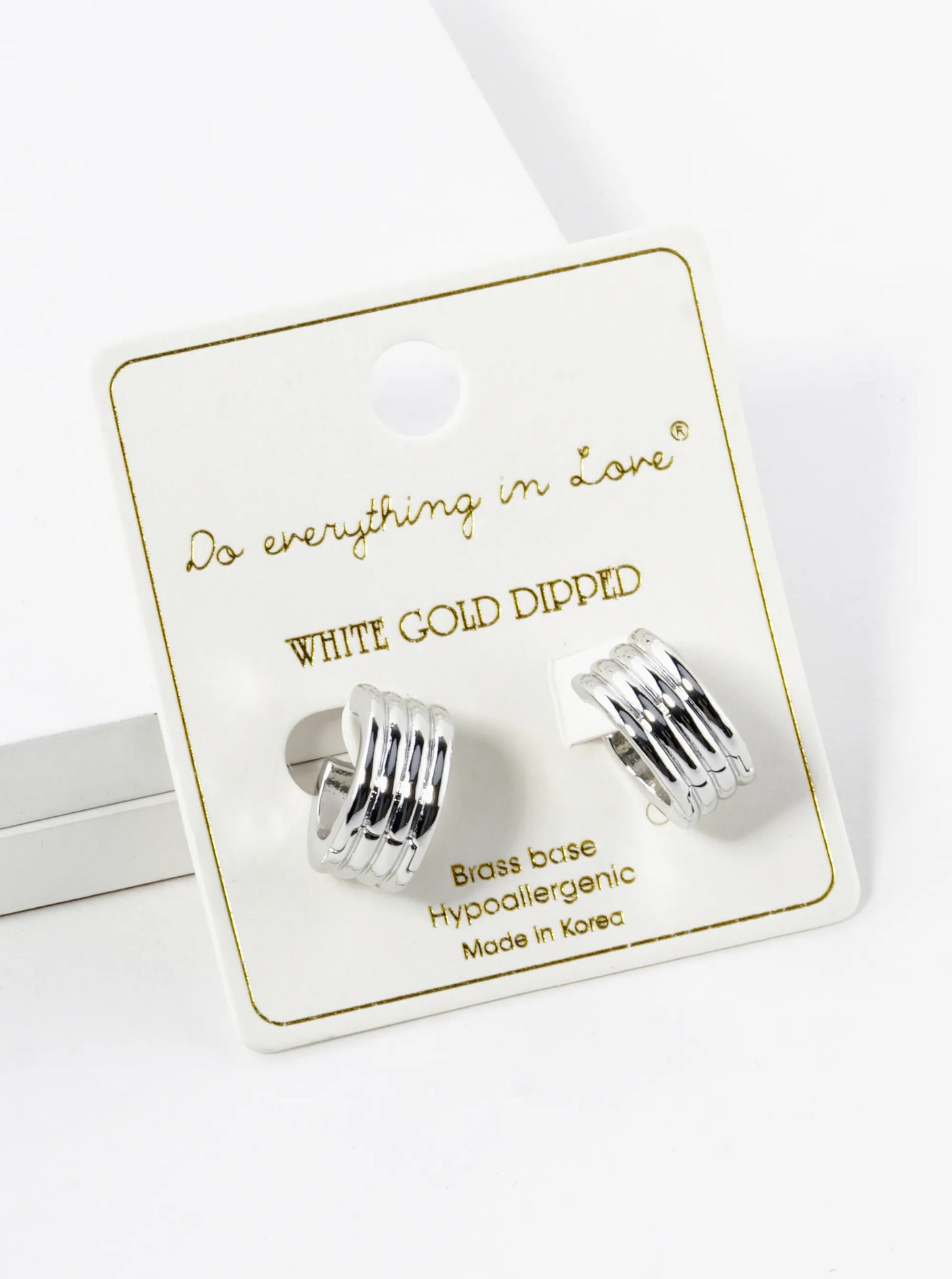 14K Gold Dipped 15mm Lined Huggie Hoop Earrings