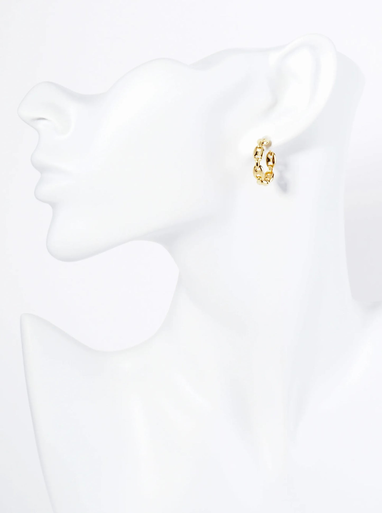 14K Gold Dipped 18mm Coffee Bean Chain Huggie Hoop Earrings