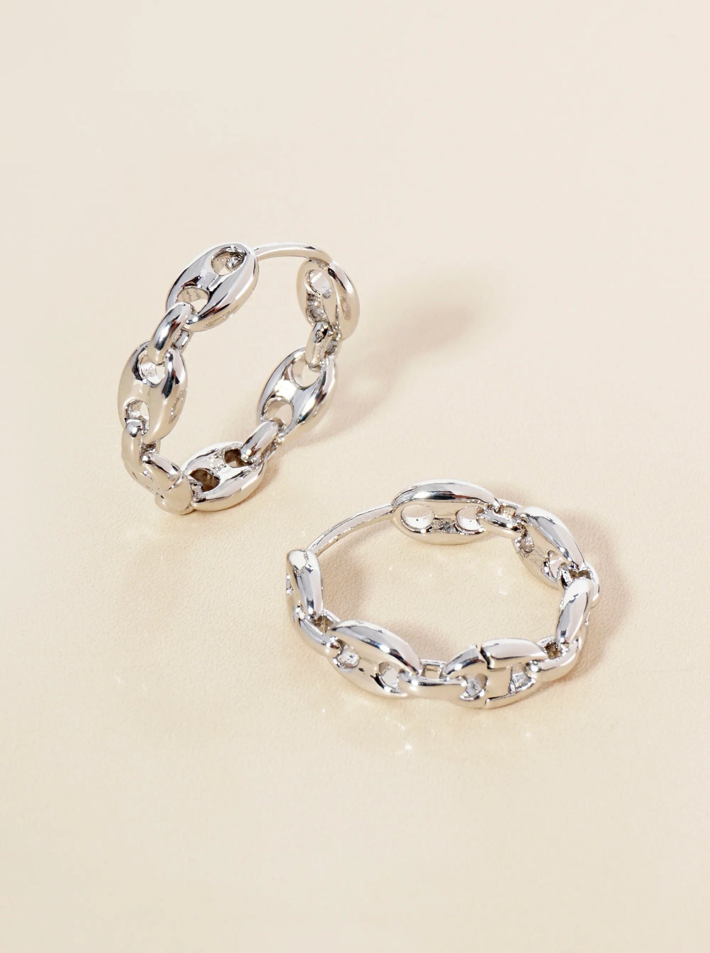 14K Gold Dipped 18mm Coffee Bean Chain Huggie Hoop Earrings