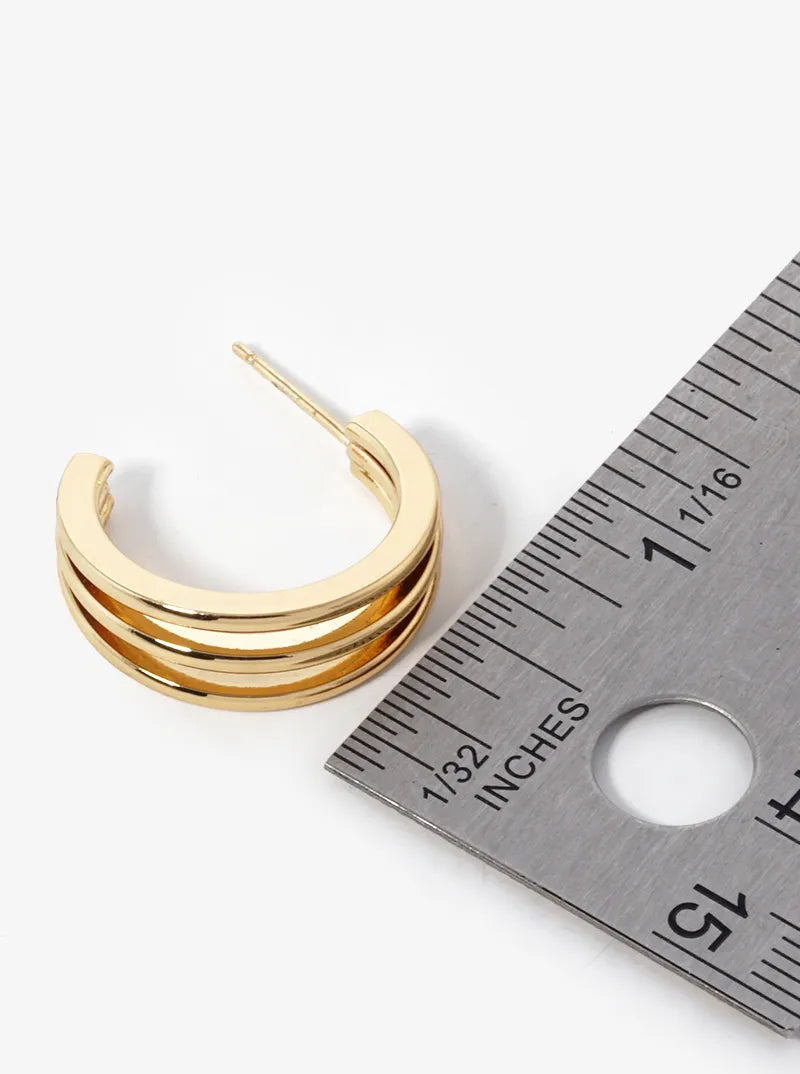 14K Gold Dipped 20mm Layered Open Hoop Earrings