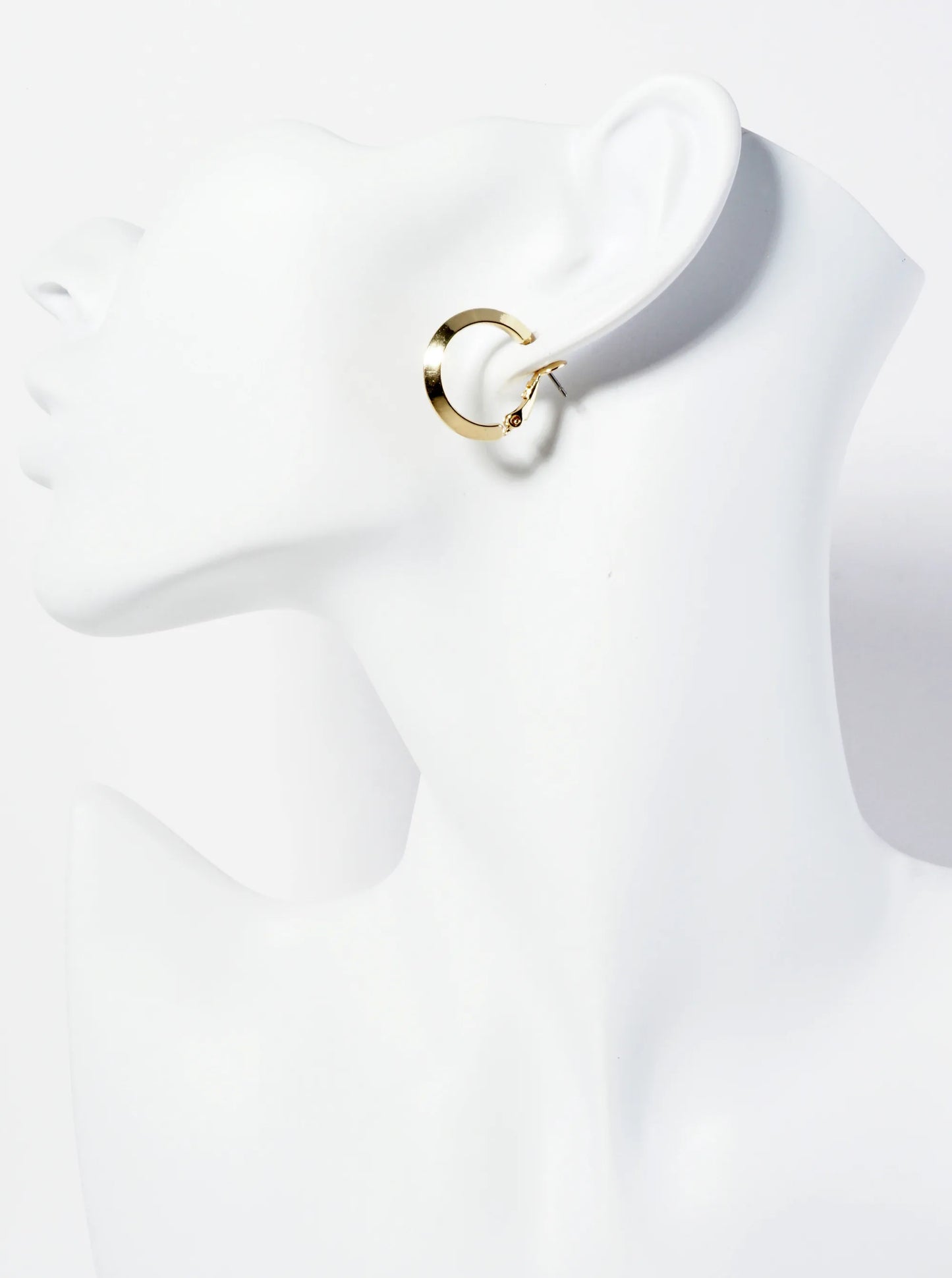 14K-Gold-Dipped 20mm Polished Brass Latch-Back Angled Hoop Earrings