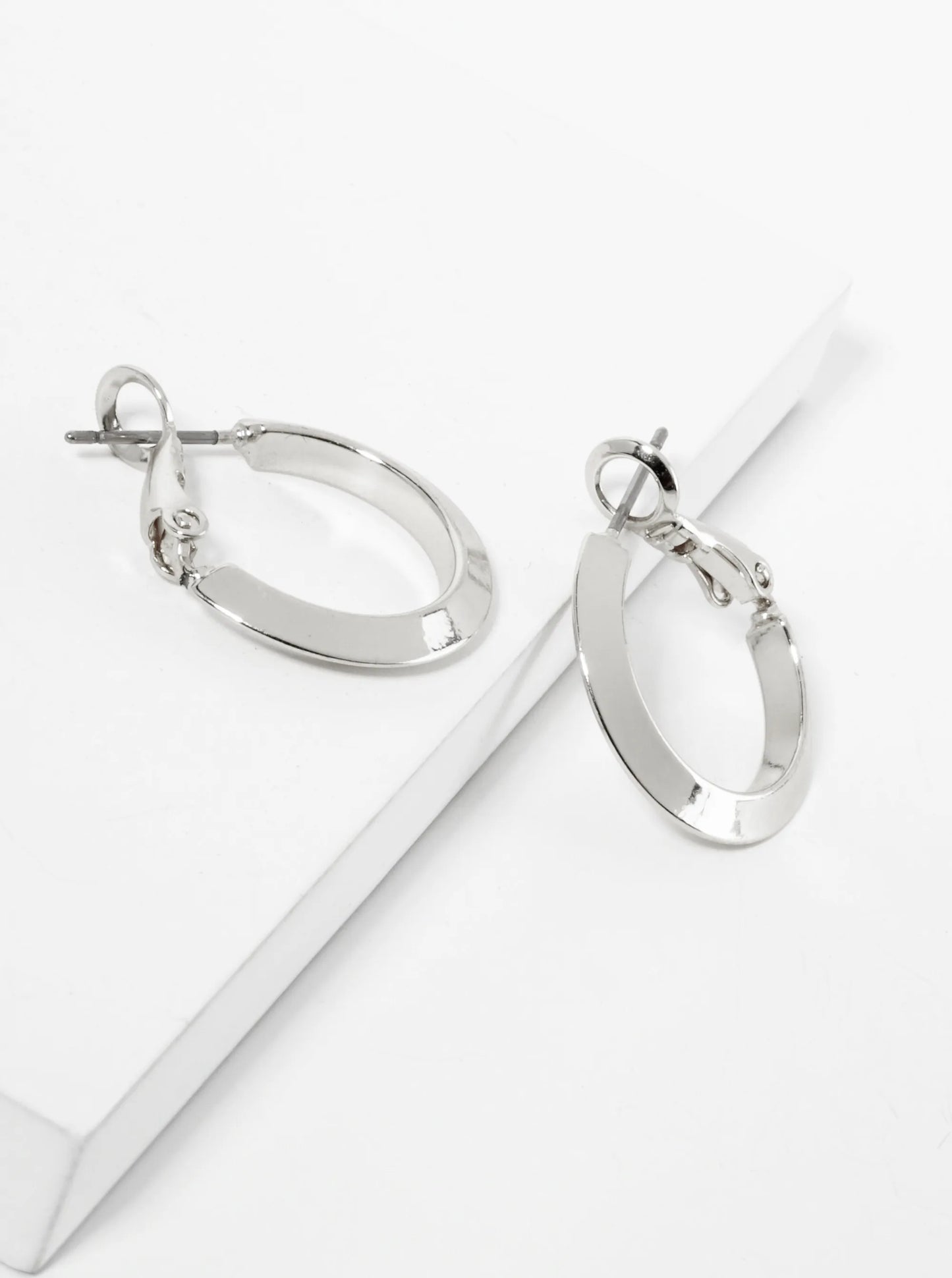 14K-Gold-Dipped 20mm Polished Brass Latch-Back Angled Hoop Earrings