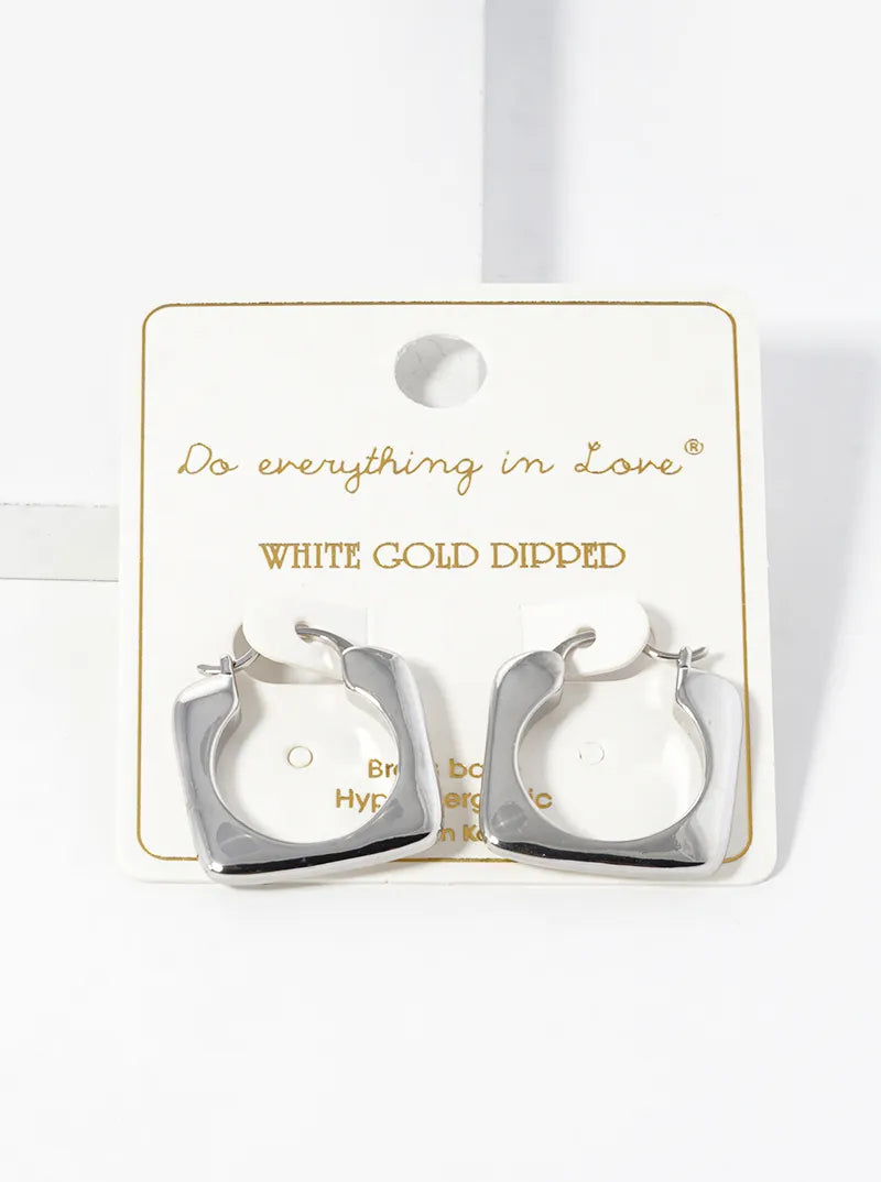 14K Gold Dipped 20mm Square Latch Back Hoop Earrings