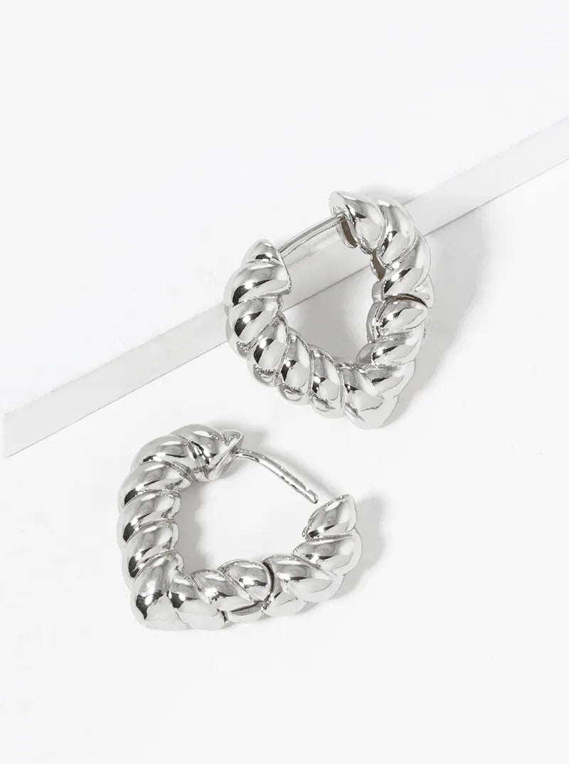 14K Gold Dipped 20mm Textured Heart Hinged Hoop Earrings