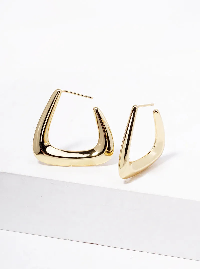 14K Gold Dipped 25mm Tapered Triangle Open Hoop Earrings
