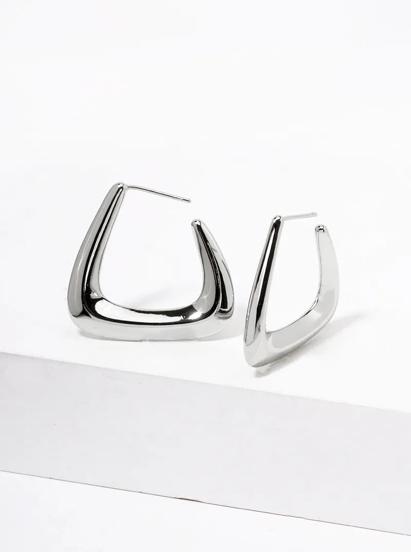14K Gold Dipped 25mm Tapered Triangle Open Hoop Earrings
