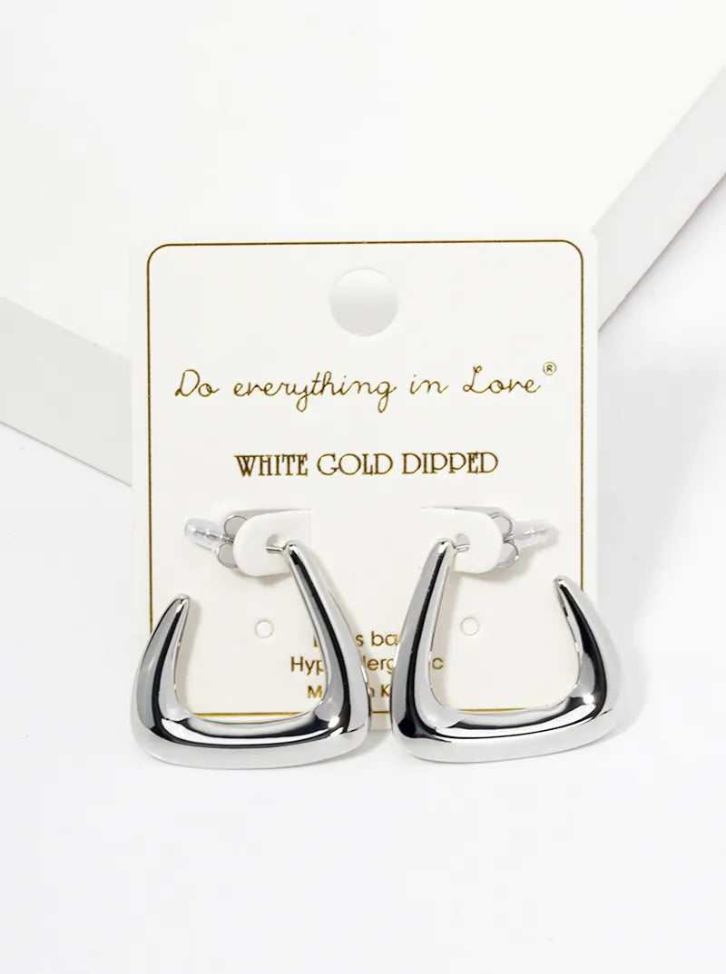 14K Gold Dipped 25mm Tapered Triangle Open Hoop Earrings