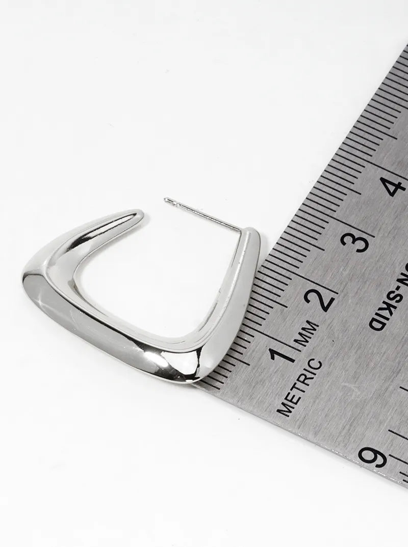14K Gold Dipped 25mm Tapered Triangle Open Hoop Earrings