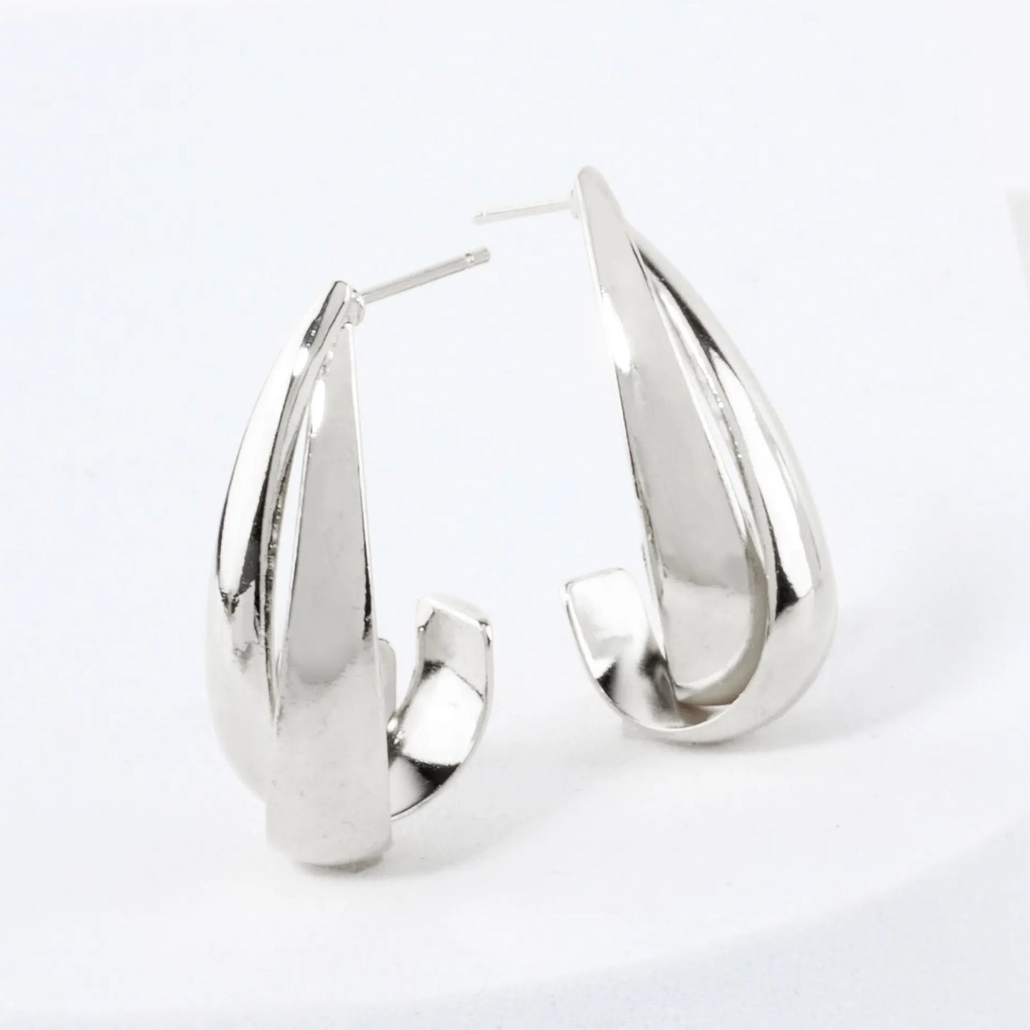 14K-Gold-Dipped 27mm Crossover Brass Push-Back Hoop Earrings
