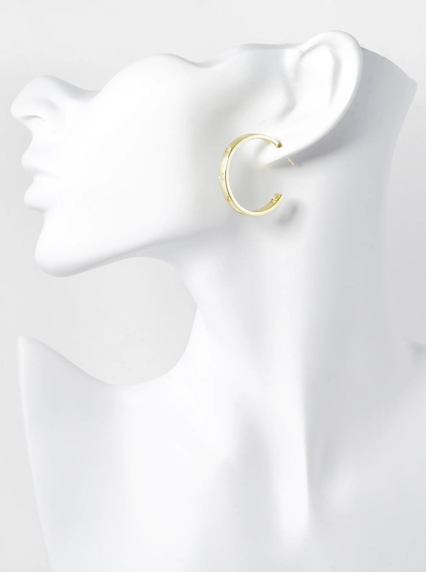 14K Gold Dipped 30mm Cubic Zirconia Open Hoop Earrings