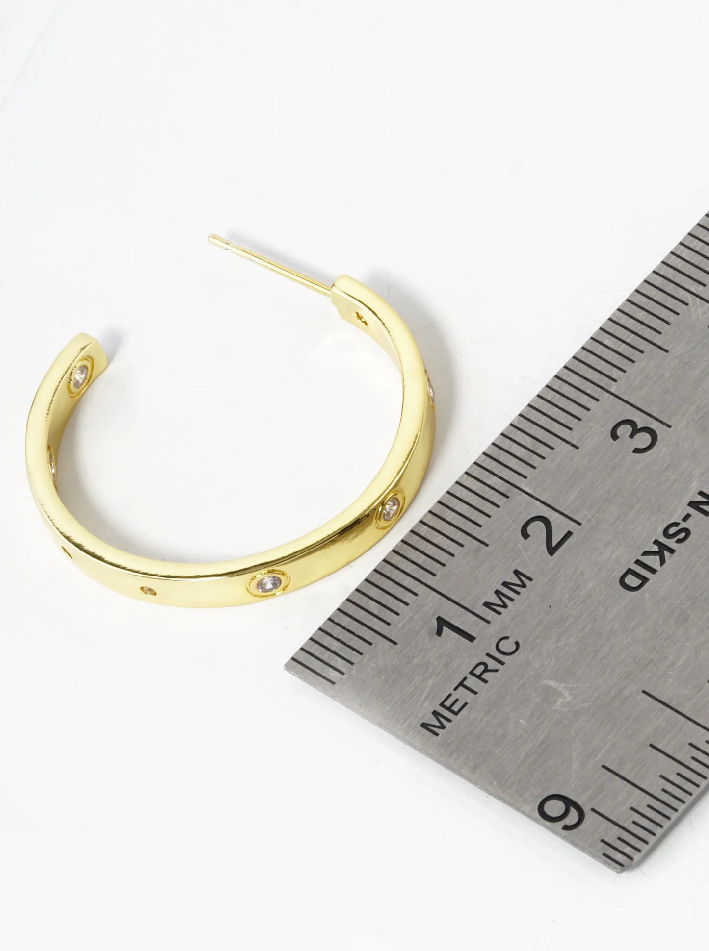 14K Gold Dipped 30mm Cubic Zirconia Open Hoop Earrings