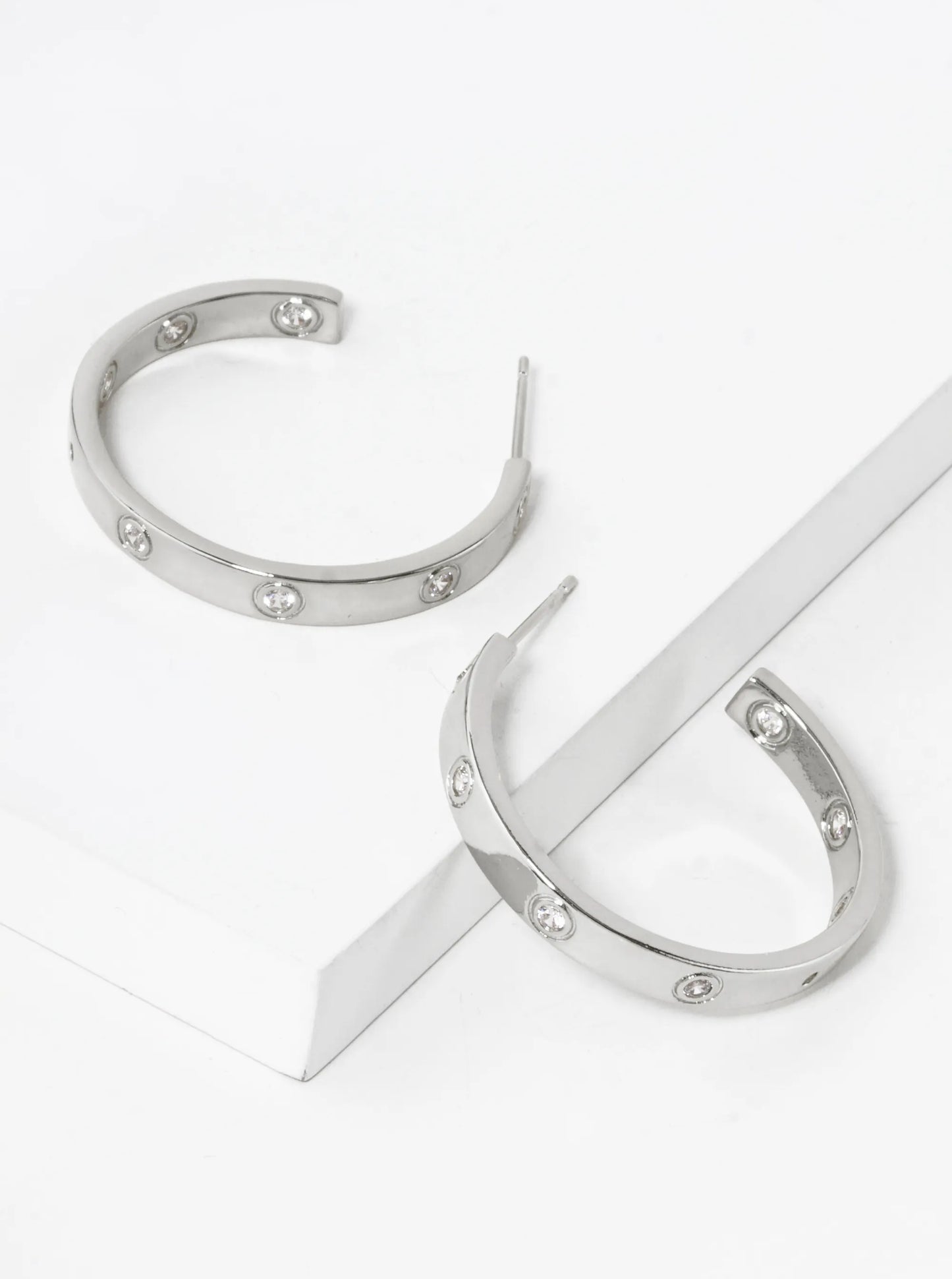 14K Gold Dipped 30mm Cubic Zirconia Open Hoop Earrings
