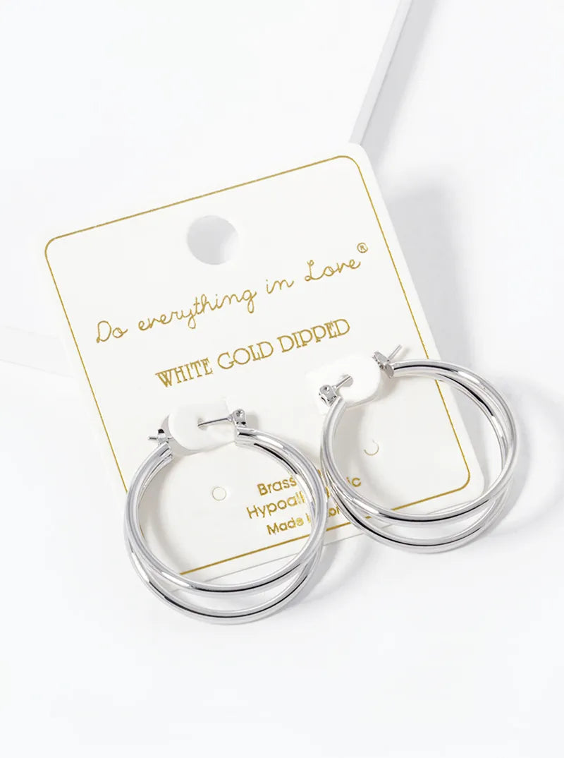 14K Gold Dipped 30mm Lightweight Double Hoop Latch Back Earrings