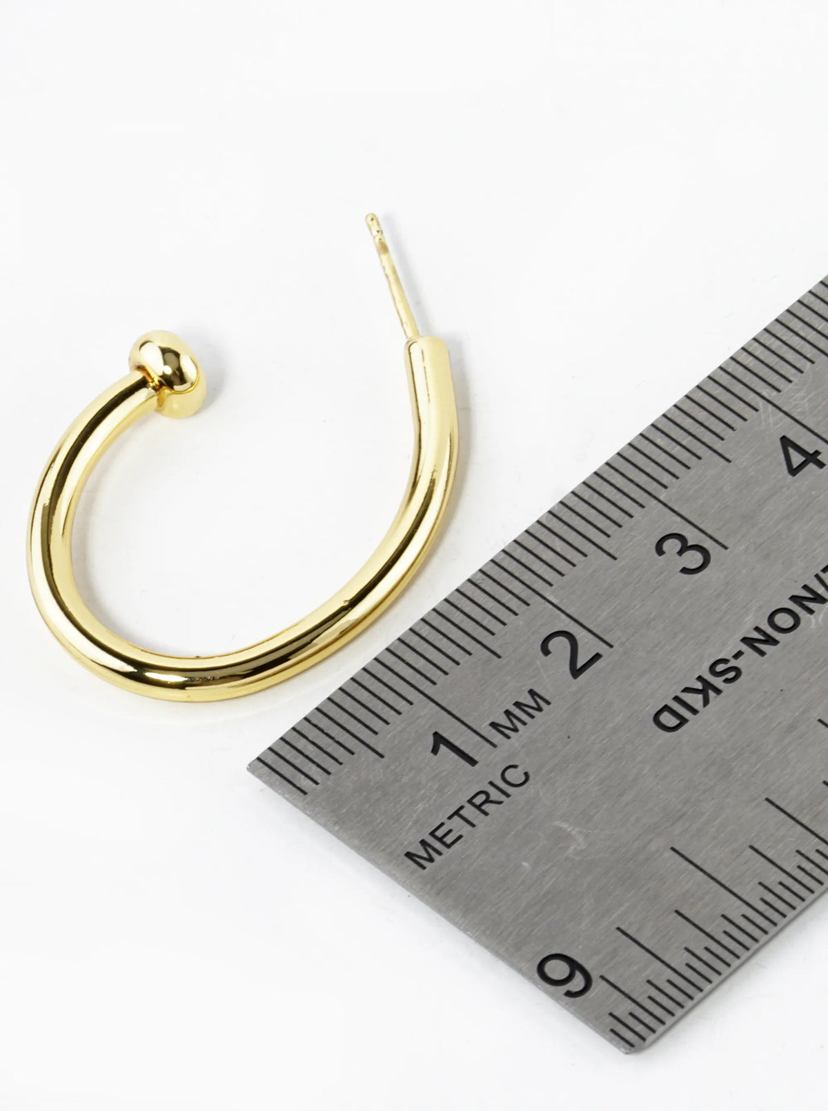14K Gold Dipped 30mm Teardrop Shape Nail Hoop Earrings