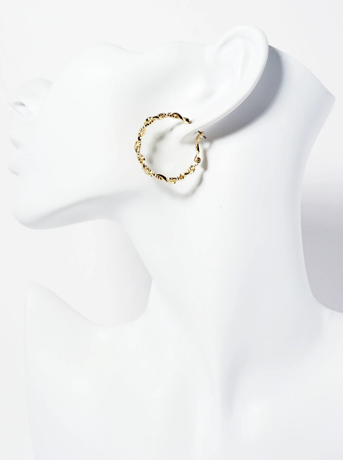 14K-Gold-Dipped 30mm Textured Twist Latch-Back Hoop Earrings