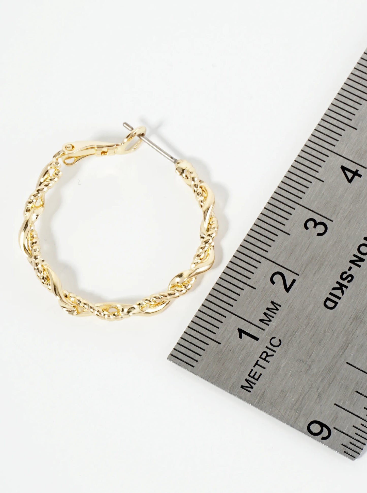 14K-Gold-Dipped 30mm Textured Twist Latch-Back Hoop Earrings