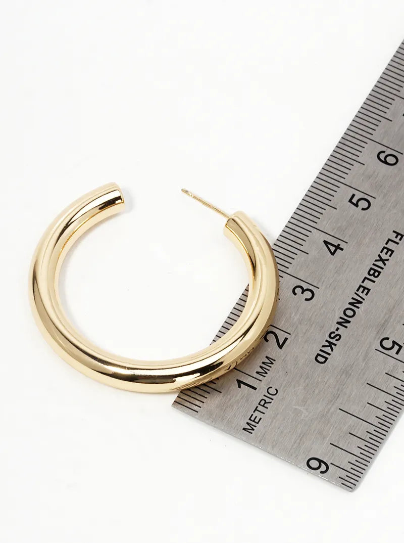 14K Gold Dipped 40mm Hollow Brass Bold Open Hoop Earrings