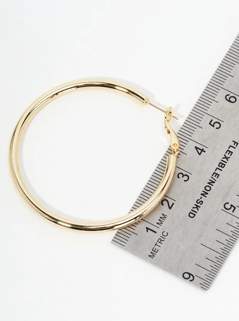 14K Gold Dipped 50mm Omega-Back Hoop Earrings