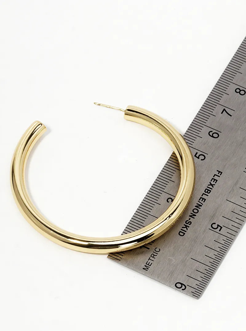 14K Gold Dipped 55mm Hollow Brass Bold Open Hoop Earrings