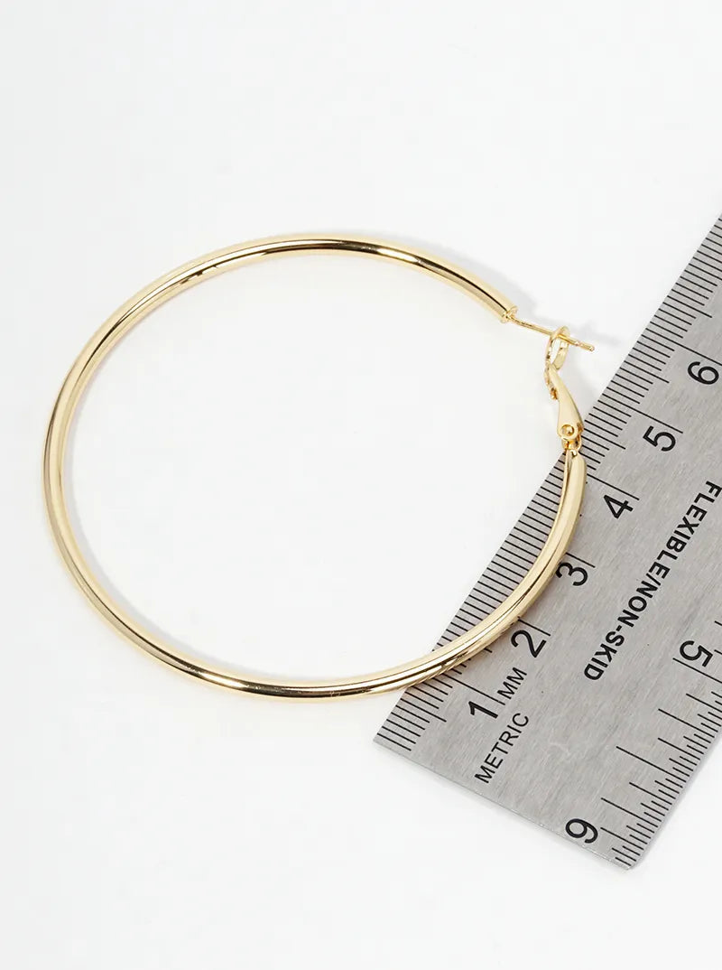 14K Gold Dipped 60mm Omega-Back Hoop Earrings